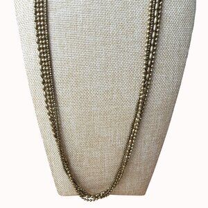 Lucky Brand Multi-Strand Long Antique Gold Beaded Necklace 30" Vintage Style Wom